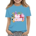 thumbnail image 3 of YunPes Girls Back To School T Shirt Floral Apple Crayon Ruler Scissors Backpack Graphic Print Short Sleeve Tees Kids Casual Daily Tops, 3 of 7