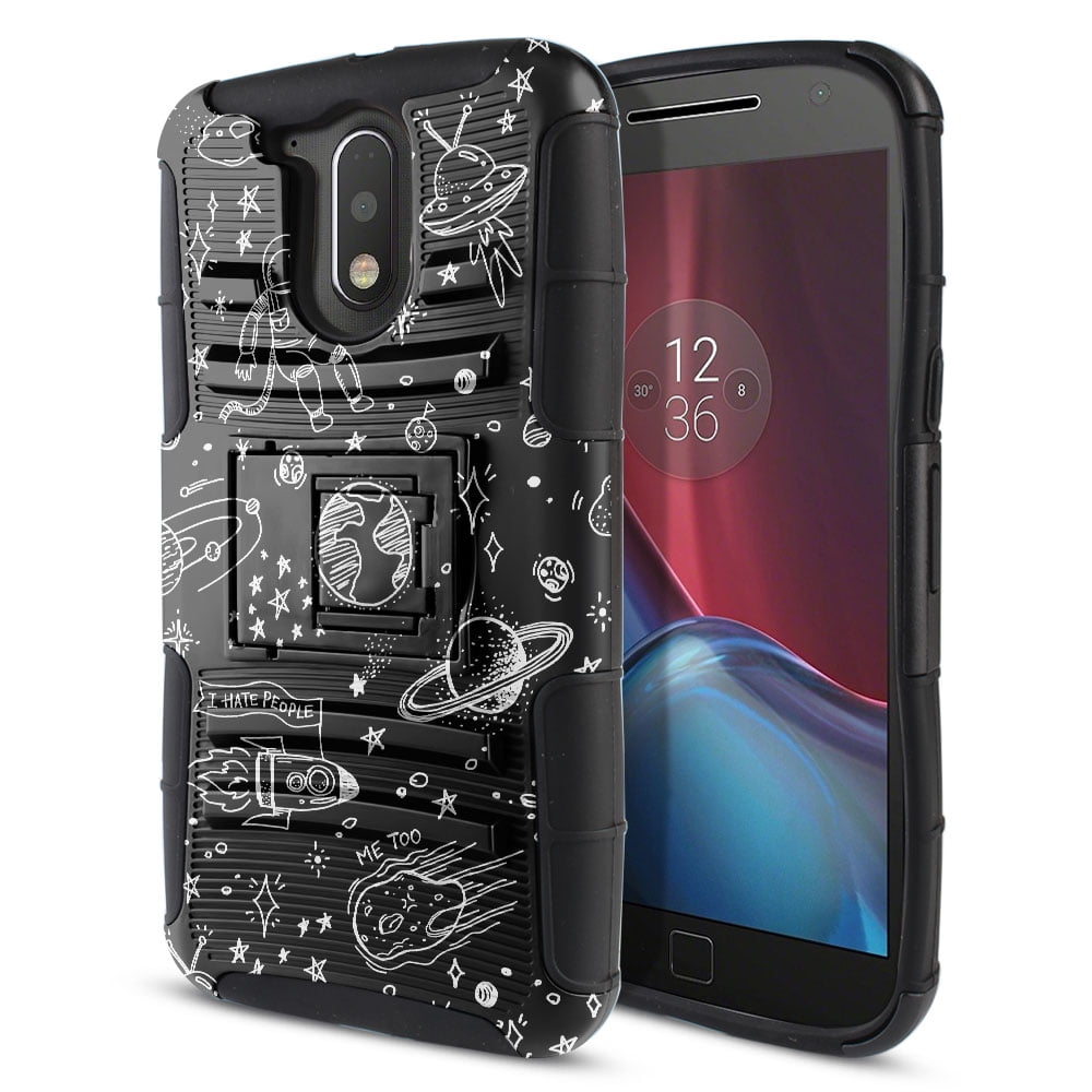 FINCIBO Dual Layer Hybrid Armor Case Cover Stand for Motorola Moto G4