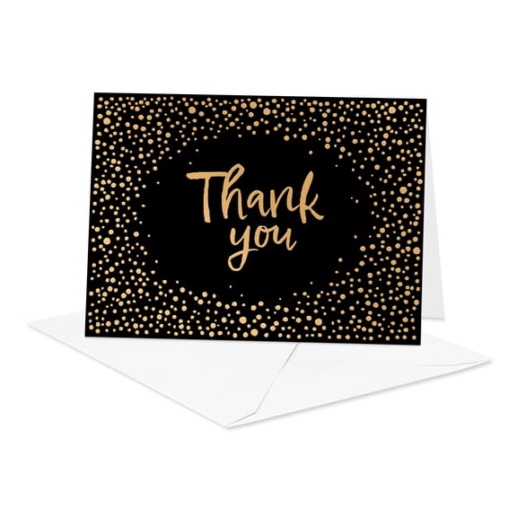 American Greetings Thank You Card Stationery Notes, Black and Gold (20-Count)