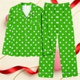 thumbnail image 4 of Mifsaly 2 Piece Pajama Set for Women Valentine Pajamas Matching Outfits Polka-Dot Homewear Button Down Sleepwear Loose Sleep Pants Spring Fall Pjs M, 4 of 7