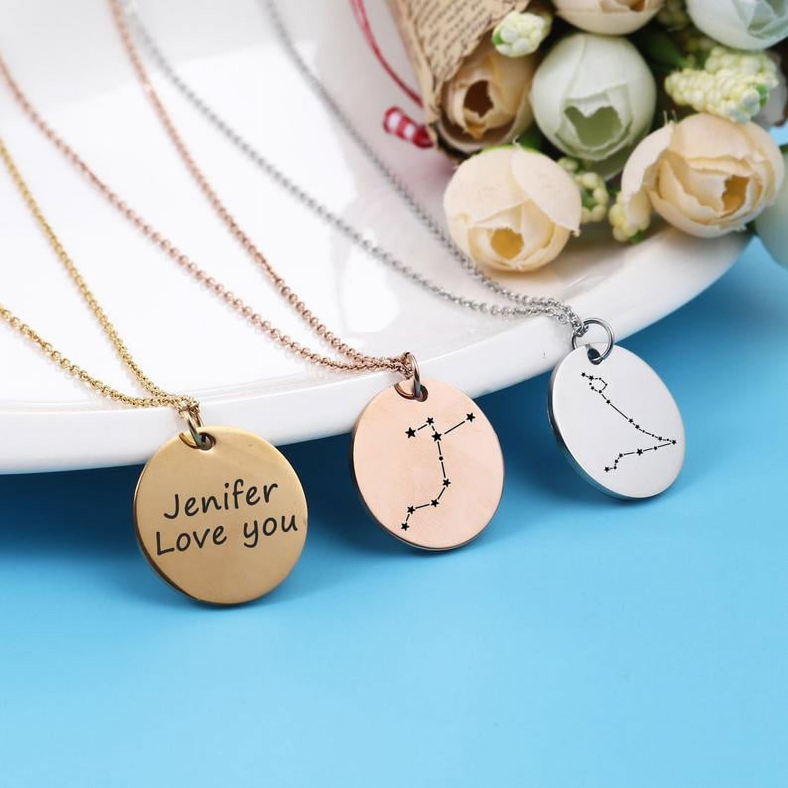Anavia Round Cancer Constellation Zodiac Star Sign Stainless Steel Silver Disc 22mm Pendant Jewelry with Gift Box