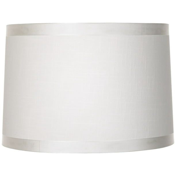 White Fabric Medium Drum Lamp Shade, Drum Lamp Shade Replacement