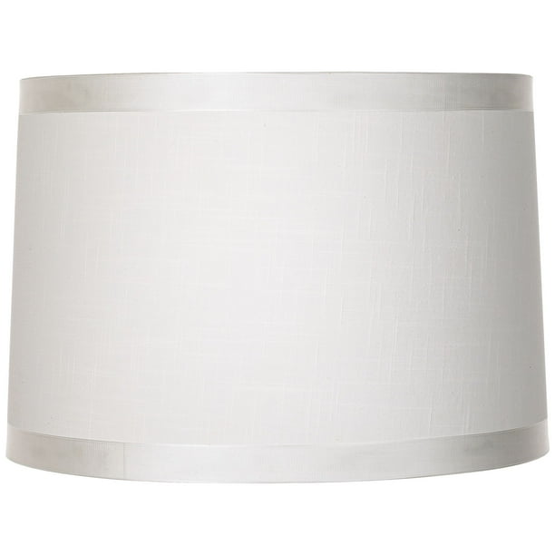 Bwood Off White Fabric Medium Drum Lamp Shade 15 Top X 16 Bottom 11 High Spider Replacement With Harp And Finial Com White Fabric Medium Drum Lamp Shade, Black Fabric Drum Lamp Shader