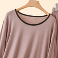 thumbnail image 4 of Two Piece Workout Sets for Women Womens Soft Loungewear Outfits, Crew Neck Long Sleeve Top Wide Leg Pants, Comfortable Two Piece Home Pajama Set Khaki L, 4 of 5