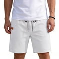thumbnail image 5 of Lmnyox Mens Casual Shorts Loose Plain Elastic Waist Cotton Linen Shorts Vintage Summer Beach Shorts with Pocket, 5 of 6