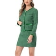 thumbnail image 4 of Conjunto de traje para mujer INSPIRE CHIC de 2 piezas, chaqueta corta de tweed a cuadros y falda, talla XL, verde, 4 of 6