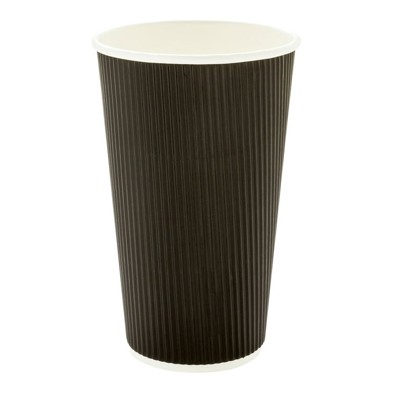 20 oz Black Paper Coffee Cup - Double Wall - 3 1/2 x 3 1/2 x 6 1/4 - 250  count box