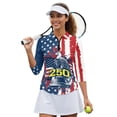 thumbnail image 2 of HUIACONG American Flag Eagle 250 Design Womens 3/4 Sleeve Golf Shirts, Quarter Zip Versatile Tennis Tops Quick Dry Ladies Golf Top 3/4 Sleeve, 2 of 10