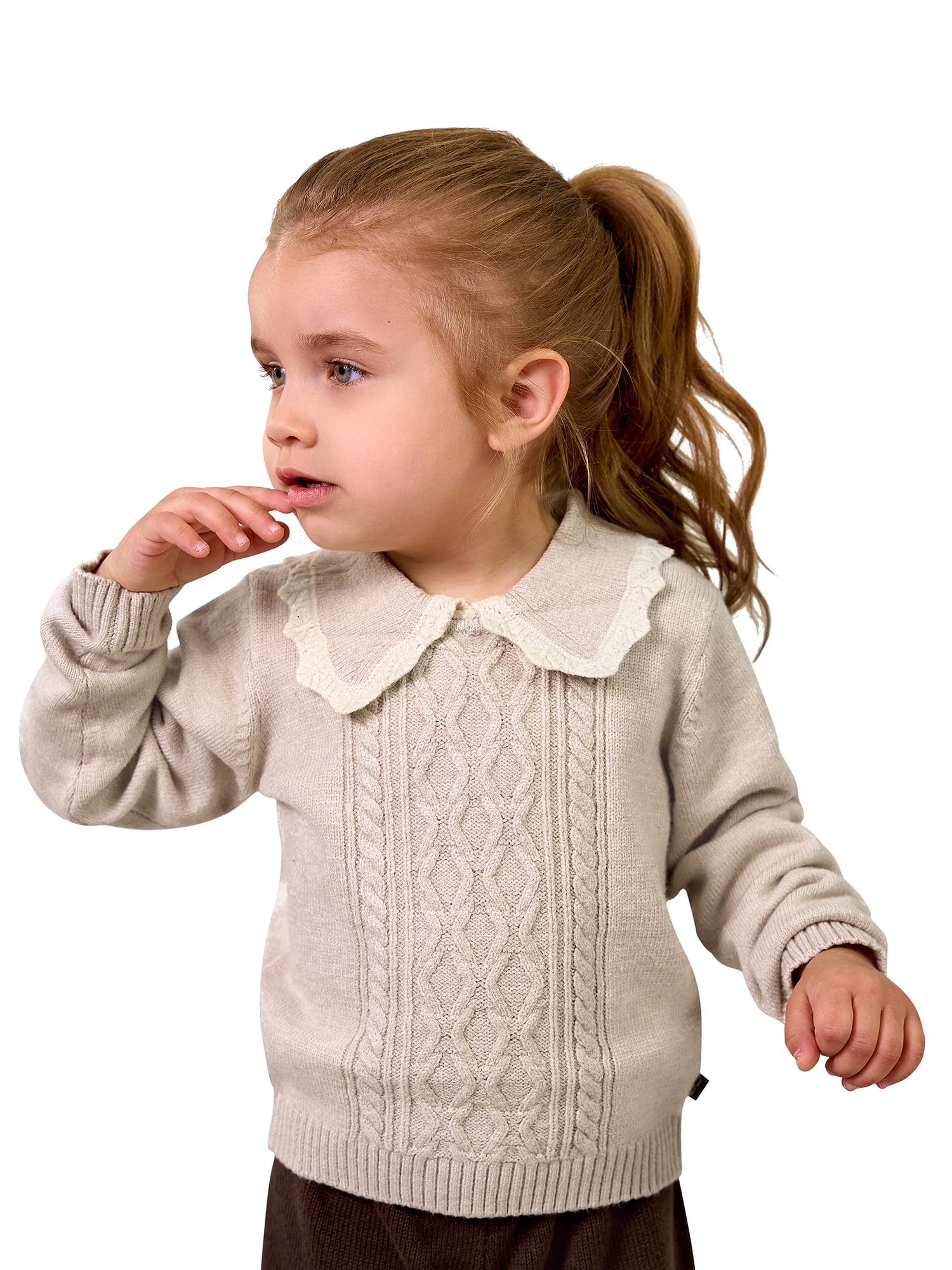 Modern Moments by Gerber Toddler Girl Sweater with Decorative Collar, Sizes 12 Months - 5T