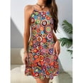 thumbnail image 2 of Multicolor Circle Pattern Halter Neck Midi Dress For Women, Casual Boho Summer Dress, 2 of 5