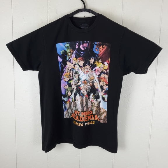 My Hero Academia Shirt Mens Large Black Graphic Crew Neck Short Sleeve Stretch