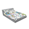 thumbnail image 2 of Ambesonne Cartoon Fitted Sheet & Pillow Sham Set, Space Rocket, Full, Multicolor, 2 of 2