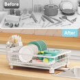 thumbnail image 5 of Dish Drying Rack - Space Saving Dish Rack - Dish Racks for Kitchen Counter with Drainboard,Rustproof Dish Drainer with Removable Utensil Holder,White, 5 of 12