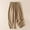 Khaki, variant on Babysbule Womens Plus Size Pants Women's Solid Color Casual Elasticated Frenulum Literary And Artistic Revival Cotton And Linen Pants