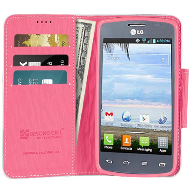 WHITE PINK INFOLIO WALLET CREDIT CARD CASE STAND FOR LG OPTIMUS