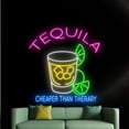thumbnail image 2 of Handmadetneonsign Tequila Cheaper Than Therapy Neon Sign, Tequila Cocktail Led Wall Art Decor, Wine Bar Pub Wall Decor, 2 of 5