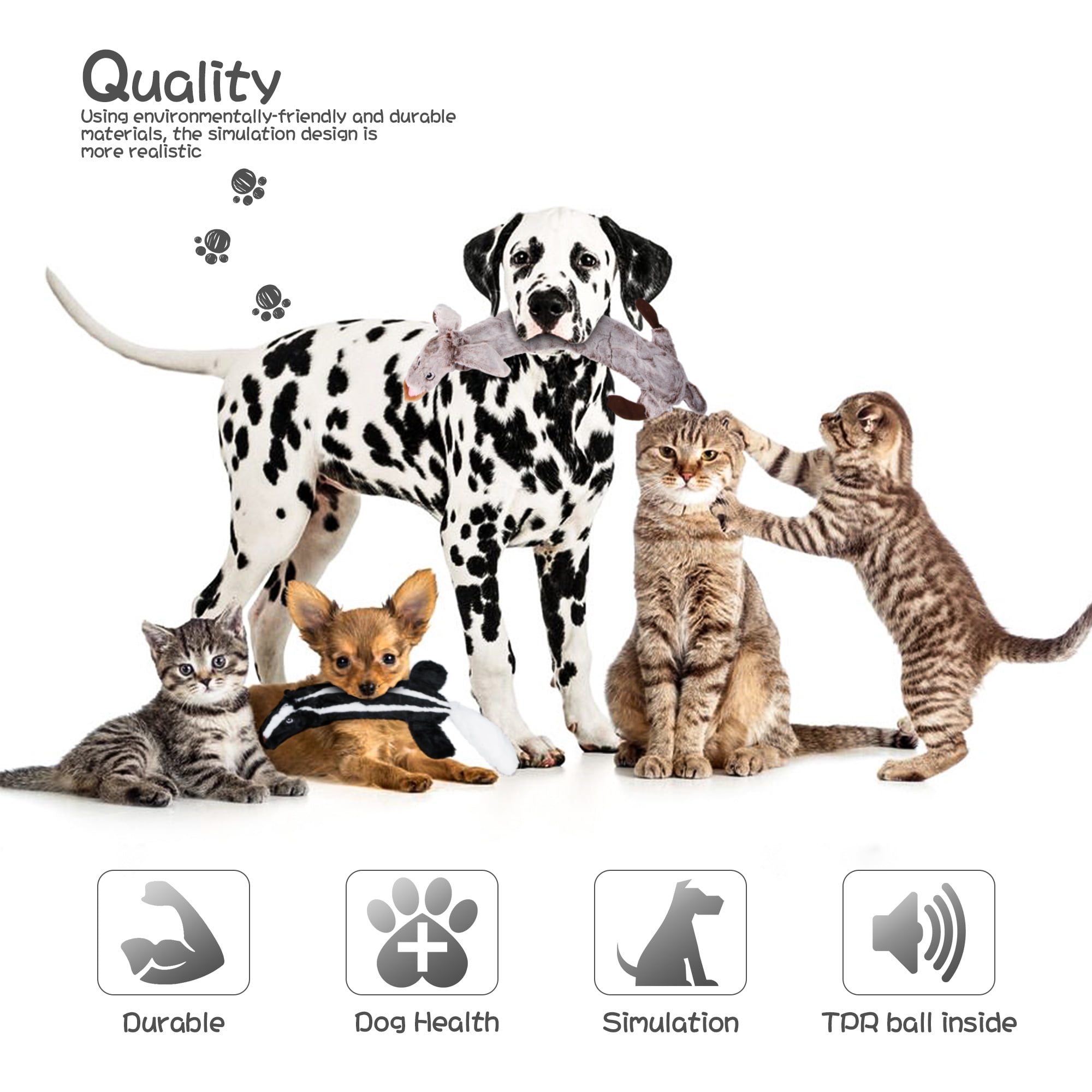 Kepooman 4 Pieces Dog Squeaky Toys for Teething Chewing and Playtime, No Stuffing Plush Animal Dog Toy for Small Medium Large Dog Pets Kepooman 4 Pieces Dog Squeaky Toys for Teething Chewing and Playtime, No Stuffing Plush Animal Dog Toy for Small Medium Large Dog Pets