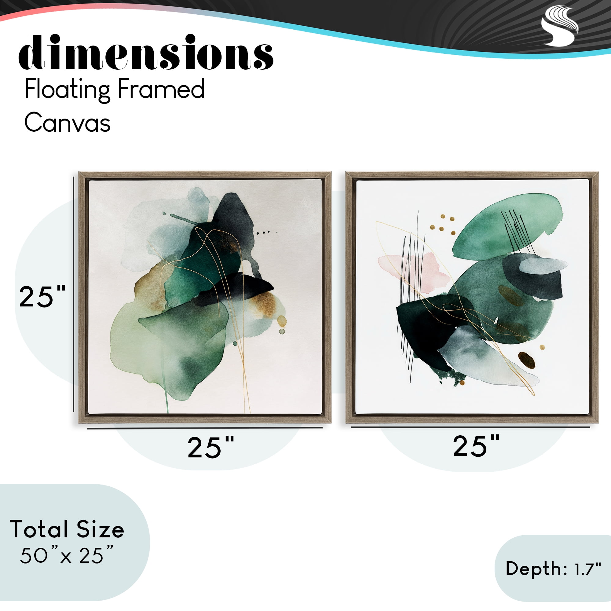 Stupell Industries Fluid Abstract Harmonies 2 Piece Brown Framed Floater Canvas Set, design by Svetlana Aleynikova