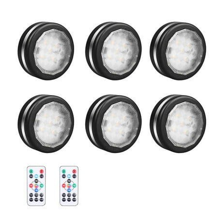 

Gift under 30 (6 Pack) Under Cabinet Lights Puck Lights Color Changing LED Puck Lights Battery Operated Dimmable With Remote & Timing Indoor Stair Lights Projector