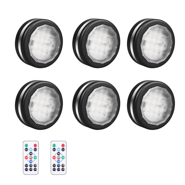 SHAGUOZHOU (6 Pack) Under Cabinet Lights Puck Lights Color Changing LED Puck Lights Battery Operated Dimmable With Remote & Timing Sensory Lights for Sensory Room Lamp for Kids