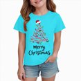 thumbnail image 6 of NOLDARES Christmas Shirts Girl Cotton Short Sleeve Tshirts Santa Xmas Tree Bow Graphic Tees,A610-Light Blue, 6 of 6
