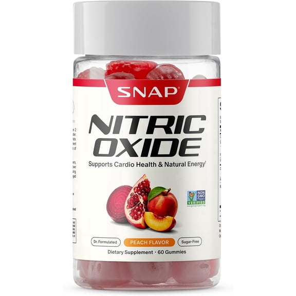 Snap Beet Root Gummies, Nitric Oxide Support for Heart Health & Energy, Peach Flavor, 60 Count