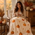 thumbnail image 5 of Sahpxhe Halloween Throw Blanket Nap Blanket,Soft Flannel Festive Pumpkin Print Decorative Cover for Sofa Couch Bed Living Room Holiday Party Ornament,39.37x27.56in Multicolor-S, 5 of 6