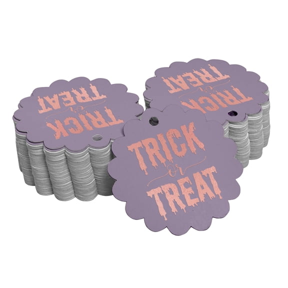 Inkdotpot Real Rose Gold Foil Trick Or Treat Halloween Tags Favor Hang Paper Tags 100 Pieces