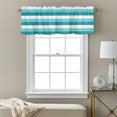 thumbnail image 3 of Turquoise Blue Valance Curtain and White Striped Geometric Window Valances Rod Pocket Short Curtains Window Treatments for Kitchen Bedroom Bathroom Laundry 56" x 16", 3 of 9