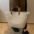 thumbnail image 3 of Kukuzhu Summer Beach Bag for Women Bamboo Handle Handbag Purse Soft Woven Tote Bag Handmade Beach Purse for Vacation, 3 of 6