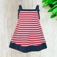 thumbnail image 3 of Kidsy Toddler Baby Girls Nautical Striped Peruvian Cotton Tunic – Strappy, Loose-Fit – White/Crimson, 5, 3 of 5
