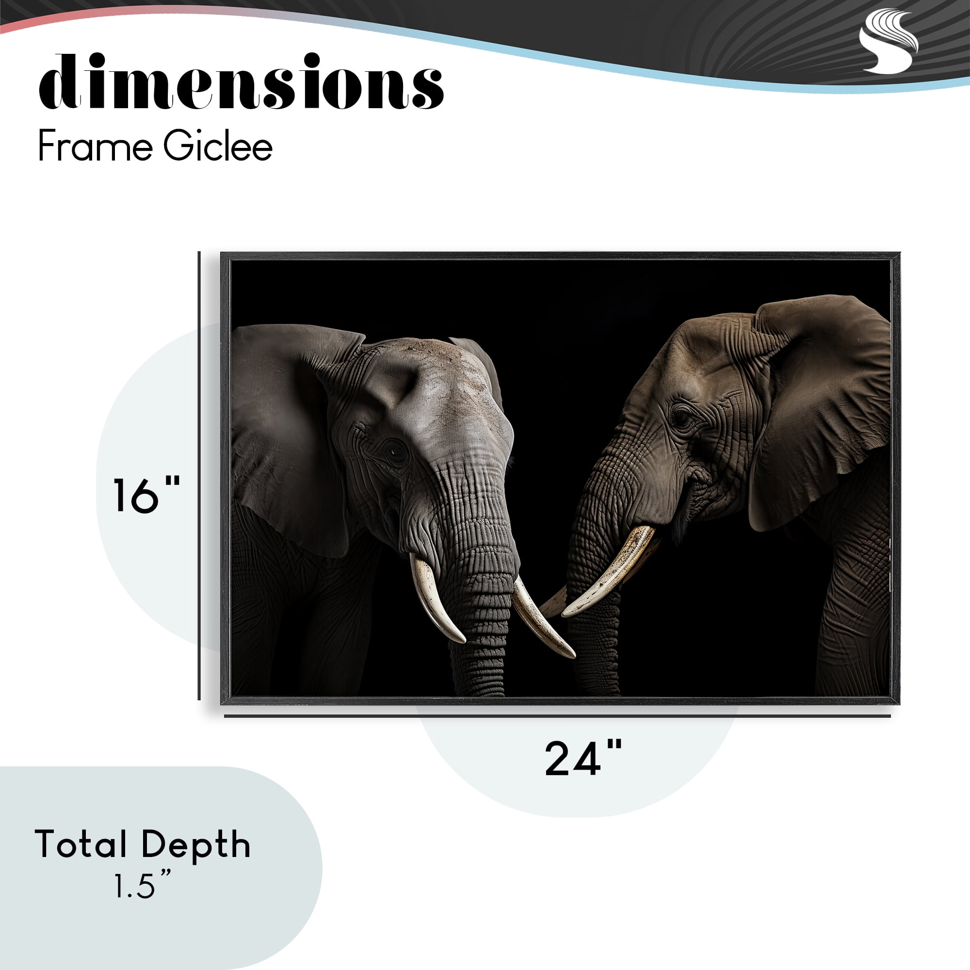 Pachyderm Elephant Pair Black Framed Giclee Art, design by Decent Exposures