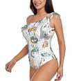 thumbnail image 3 of Picia Cute Colorful Animal Pattern Women's One Piece Swimsuits,One Shoulder Swimwear Asymmetric ,Ruffle Monokinis Bathing Suits,High Waisted Flattering Bathing Suits-, 3 of 8