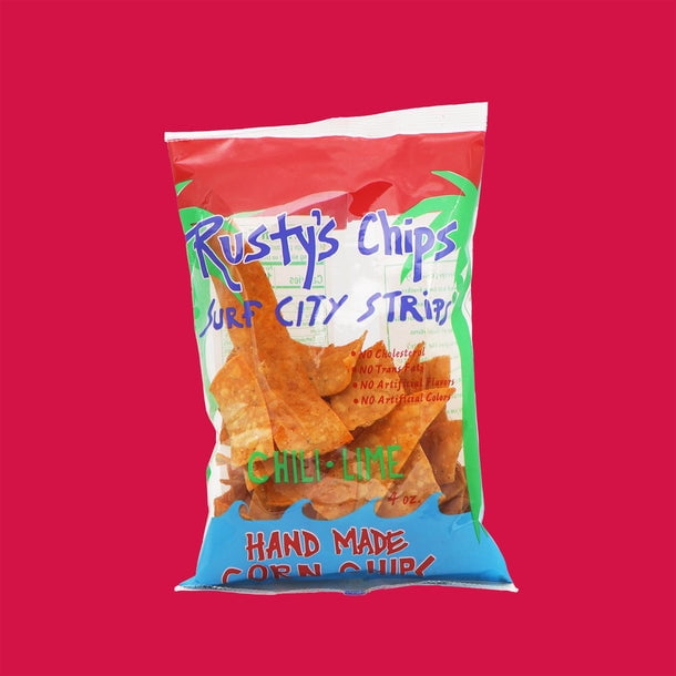 Rusty's Handmade Tortilla Chips, Chili Lime Tortilla Chips 4oz Bags, 12ct