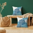 thumbnail image 3 of Blue White Pillow Covers 18x18 Set of 2, Spring Summer Dahlia Floral Decorative Outdoor Throw Pillows Linen White Geometric Flower Modern Style Cushion Pillow Covers for Sofa Couch Outdoor Decor, 3 of 6