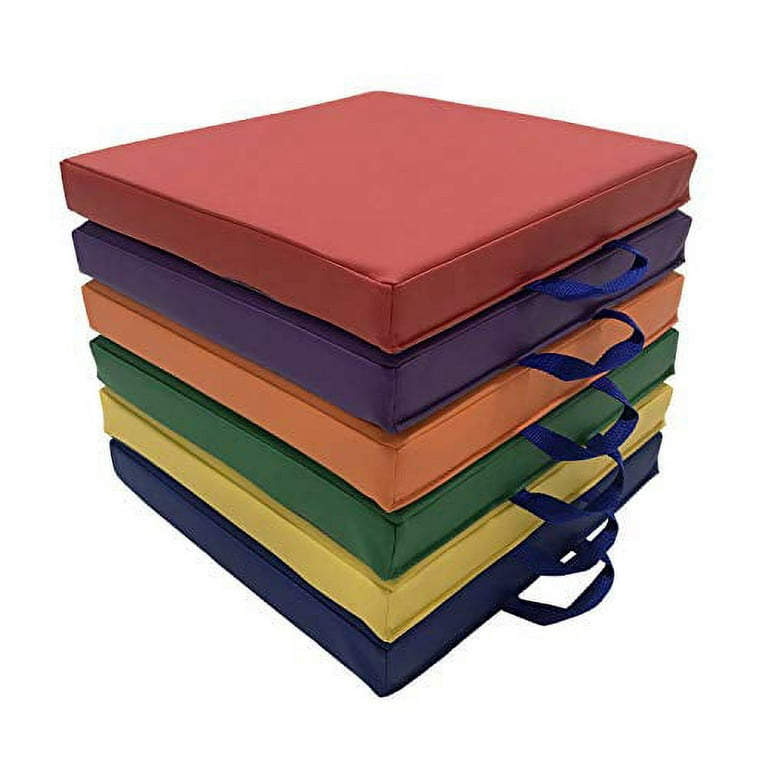 SoftScape 15 inch Square Floor Cushions with Handles; Flexible Seating for  in-Home Distance Learning, Daycare, Preschool, Classroom; 2 inch Thick