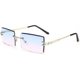 thumbnail image 1 of A pair of retro rimless sunglasses rectangular frameless candy-colored glasses female male (gold frame on blue and pink), 1 of 4