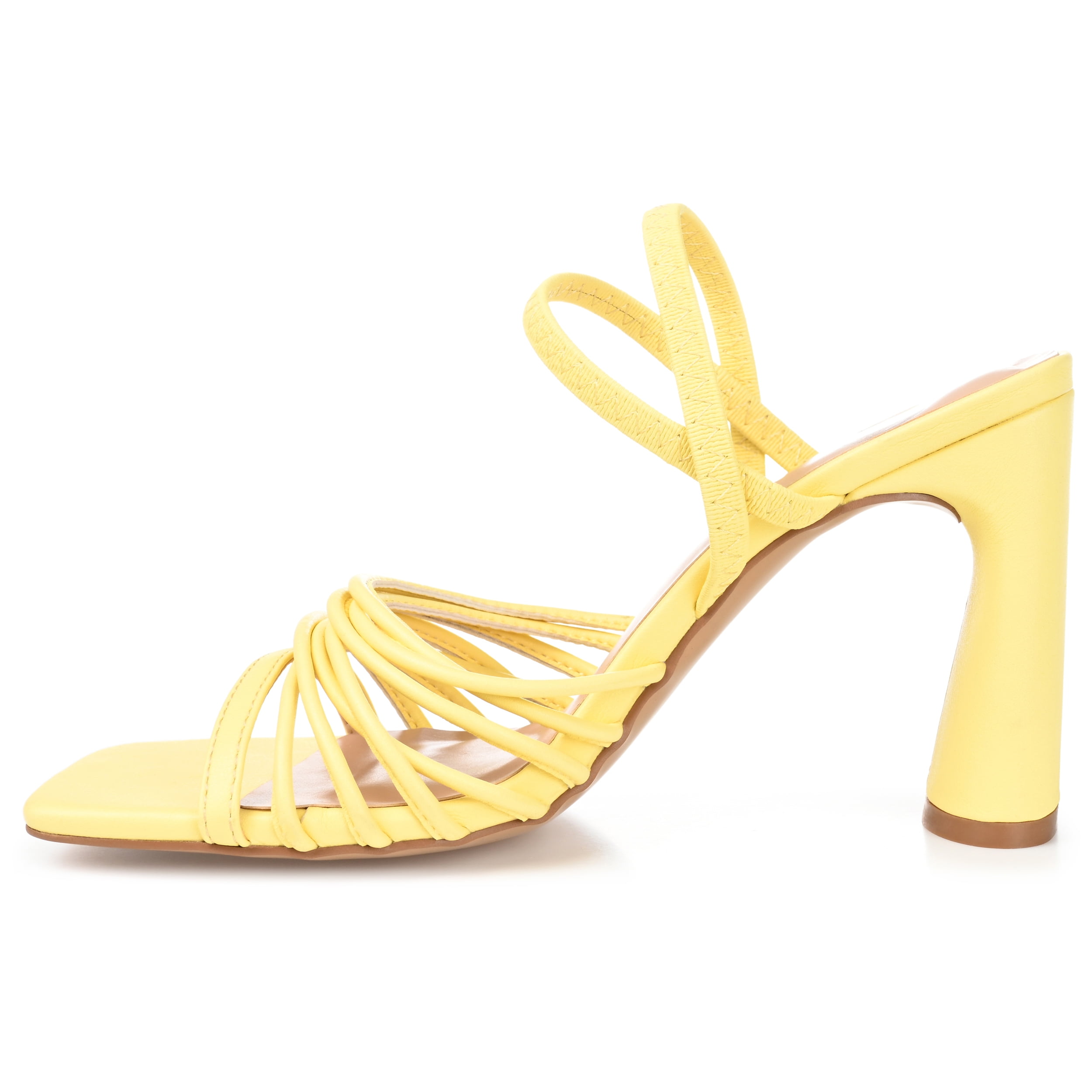 Journee Womens Hera Open Square Toe High Block Heel Sandals