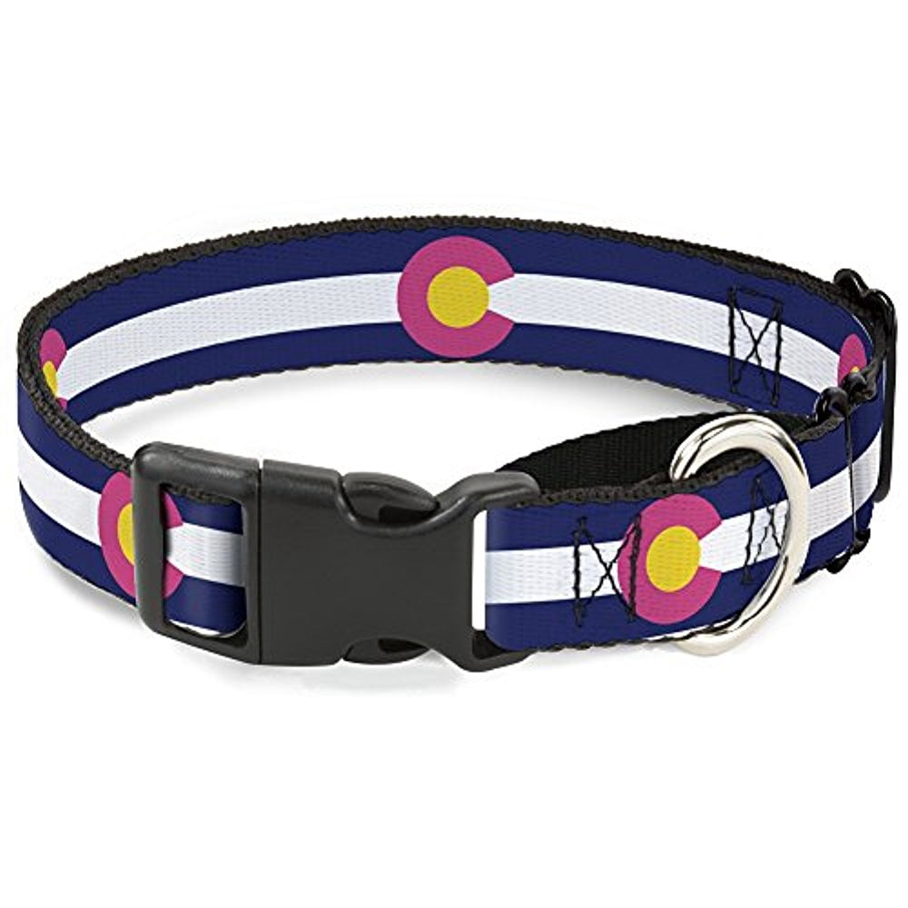 buckle-down mgc-w35527-l colorado flags6 repeat blue white pink yellow martingale dog collar