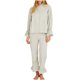 thumbnail image 1 of Puntoco Pijamas para mujer Conjuntos de pijamas de solapa y cárdigan con mangas acampanadas y bloques de color a la moda para mujer, 1 of 3