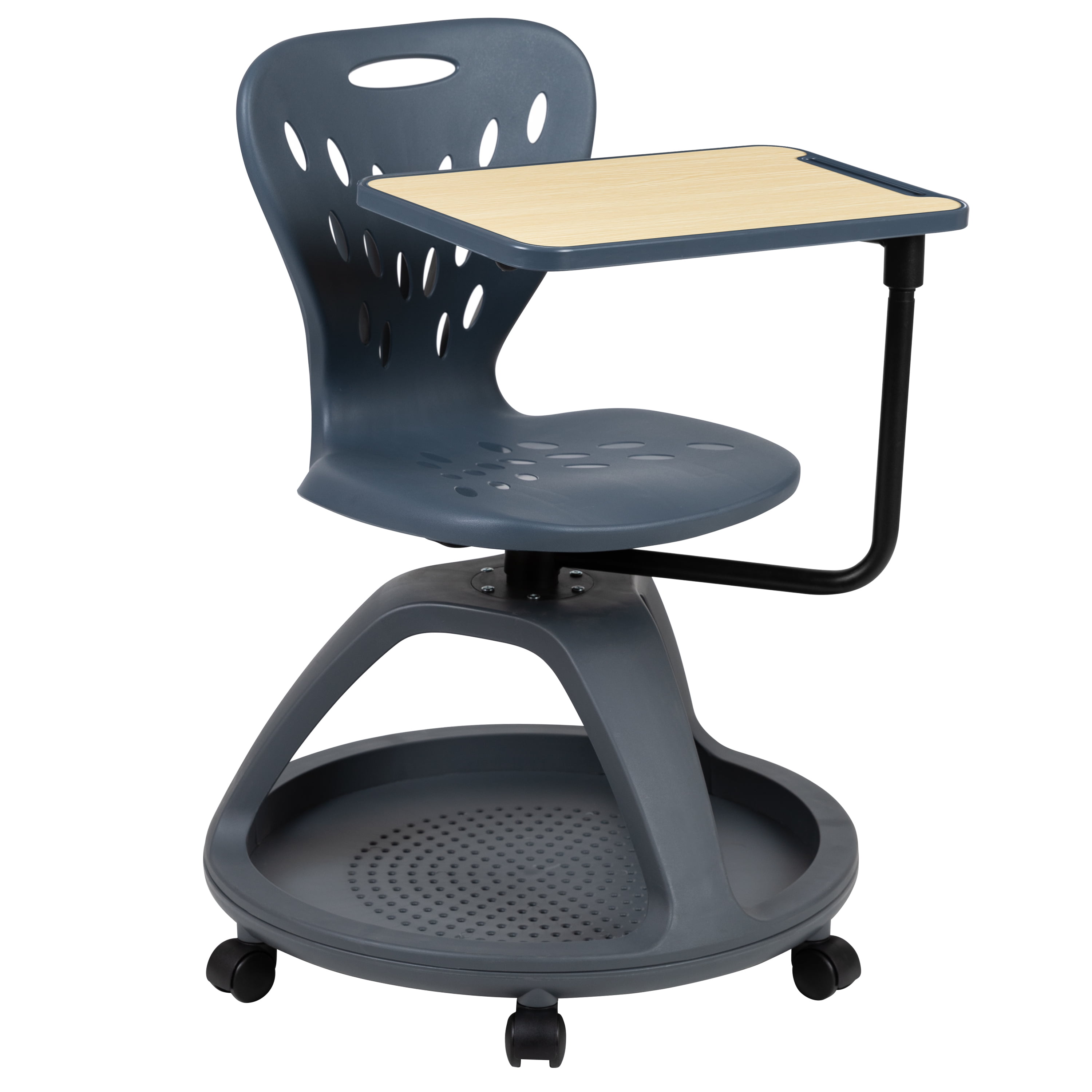 EMMA + OLIVER Mobile Desk Chair 360√Ç¬∞ Rotation and Storage Cubby, Dark Gray