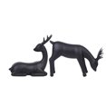 thumbnail image 3 of Juego de 2 estatuas de ciervos Adorno de mesa Recolección de escritorio Multipropósito Multipropósito Escultura de resina negra para sala de estar,, 3 of 9