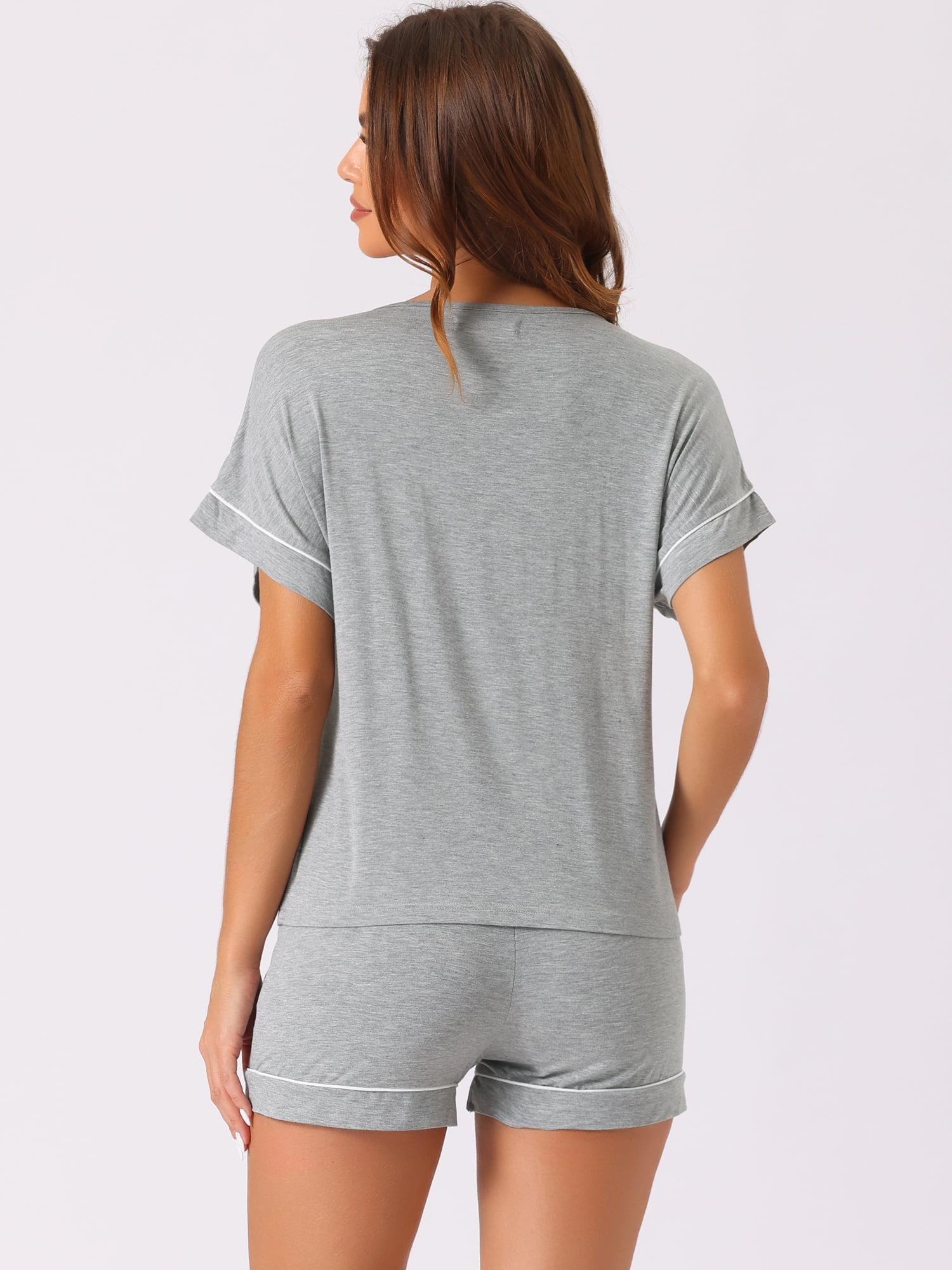 DARING DIVA Women's Button Down Short Sleeve Bridesmaid Soft Modal Pajama Set XL Light Gray