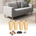 thumbnail image 1 of Paquete de 4 patas de muebles, patas de madera redondas de 4 pulgadas para sofá, pies de silla de reemplazo, 1 of 6