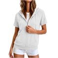 thumbnail image 2 of Amketima Womens Tops Dressy Casual Half Zip Short Sleeve Hoodie, Raglan Sleeve Kangaroo Pocket Drawstring Hooded Pullover Top,Casual Athletic Sweatshirt Workout Tops for Women, 2 of 8