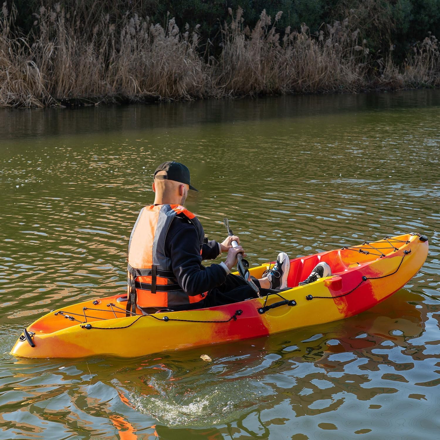 Towallmark Fishing Kayak, 9.4FT Hard Shell Kayak, Sit on Top Kayak for Adults with Paddle, Capacity of 308LBS, Hard Shell Recreational Ocean Kayak Boat