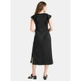 thumbnail image 2 of Time and Tru Women's Plus Silky Satin Midi Dress with Flutter Sleeves, Sizes XS-4X, 2 of 5