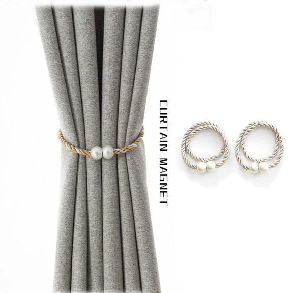 2-Pack 16 Inch Magnetic Curtain Straps, Convenient Weaving Fixing Ropes, No-Drill Curtain Tiebacks for Home Decor