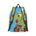 thumbnail image 3 of Daiia Dinosaur Riding a Motorcycle Vintage Canvas Backpack for Men and Women ,Hiking Backpack,Travel Laptop Bag for School,Large Capacity Backpack, 3 of 8