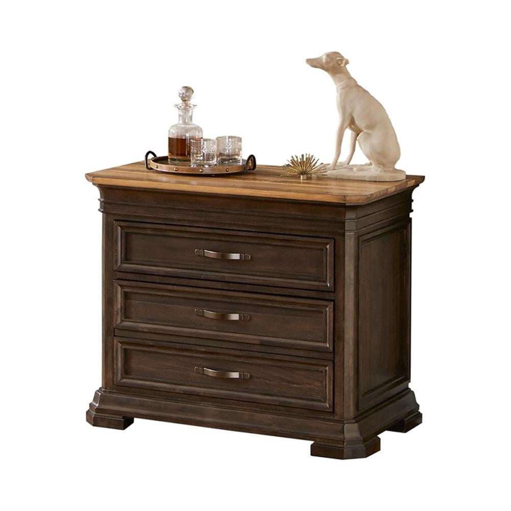 Bowery Hill Wood Brown Filing Cabinet Rectangular Solid Wood Plank Top 36"W x 3"H x 22"D Assembled